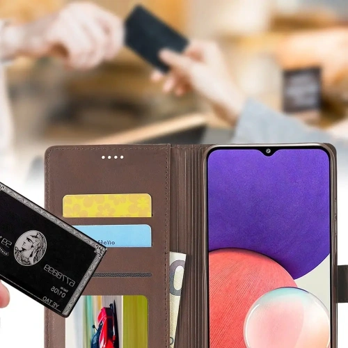 Etui Bizon Case Wallet do Samsung Galaxy A22 5G brązowe