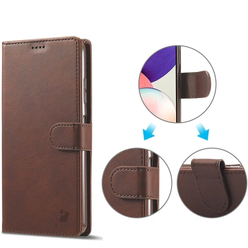 Etui Bizon Case Wallet do Samsung Galaxy A22 5G brązowe