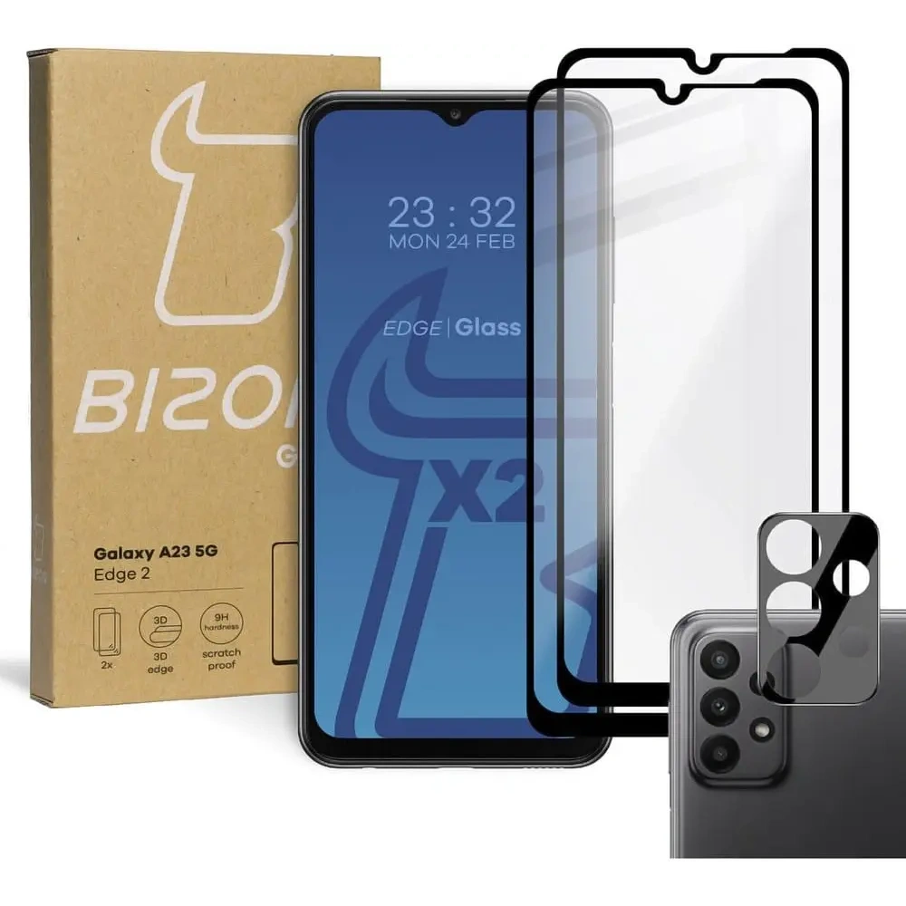 Hurtownia GSM - 2x Sklo na displej + sklo na fotoaparát BIZON Edge 2 do Samsung Galaxy A23 5G - BIZ886 - {ean13} - Hurt