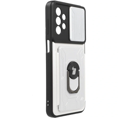 Etui Bizon Case Camshield Card Slot Ring do Samsung Galaxy A23 5G / 4G białe