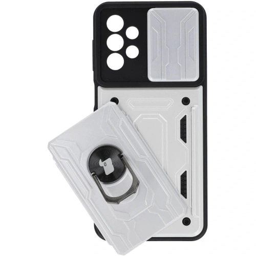 Etui Bizon Case Camshield Card Slot Ring do Samsung Galaxy A23 5G / 4G białe