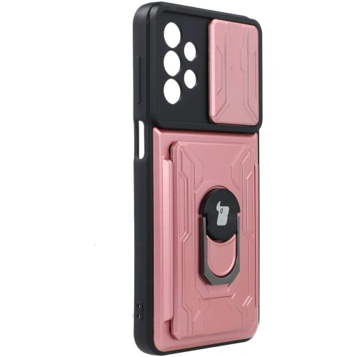 Etui Bizon Case Camshield Card Slot Ring do Samsung Galaxy A23 5G / 4G jasnoróżowe