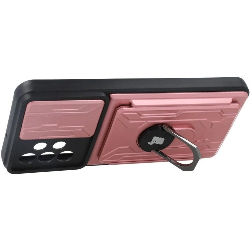 Etui Bizon Case Camshield Card Slot Ring do Samsung Galaxy A23 5G / 4G jasnoróżowe