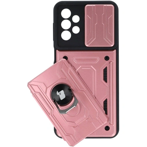 Etui Bizon Case Camshield Card Slot Ring do Samsung Galaxy A23 5G / 4G jasnoróżowe