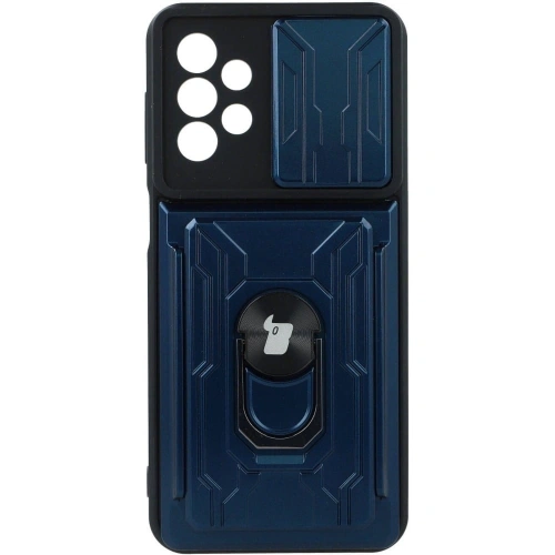 Etui Bizon Case Camshield Card Slot Ring do Samsung Galaxy A23 5G / 4G granatowe