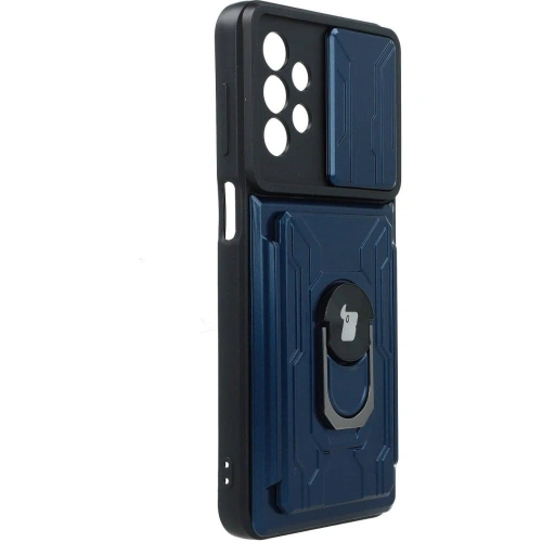 Etui Bizon Case Camshield Card Slot Ring do Samsung Galaxy A23 5G / 4G granatowe