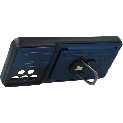 Etui Bizon Case Camshield Card Slot Ring do Samsung Galaxy A23 5G / 4G granatowe