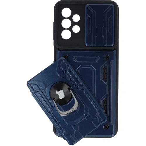 Etui Bizon Case Camshield Card Slot Ring do Samsung Galaxy A23 5G / 4G granatowe