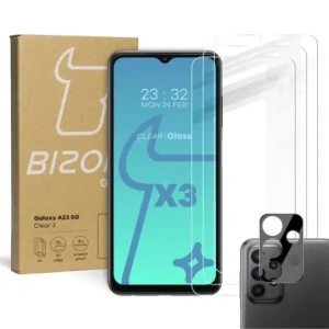 Hurtownia GSM - 3x Szkło na ekran + szkło na aparat BIZON Clear 2 do Samsung Galaxy A23 5G - BIZ7361 - {ean13} - Hurt