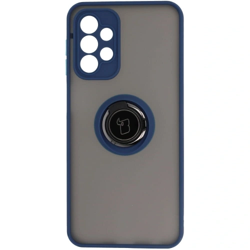 Etui z uchwytem na palec Bizon Case Hybrid Ring do Samsung Galaxy A23 4G / 5G przydymione z granatową ramką