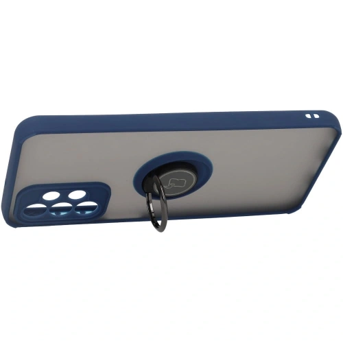 Etui z uchwytem na palec Bizon Case Hybrid Ring do Samsung Galaxy A23 4G / 5G przydymione z granatową ramką