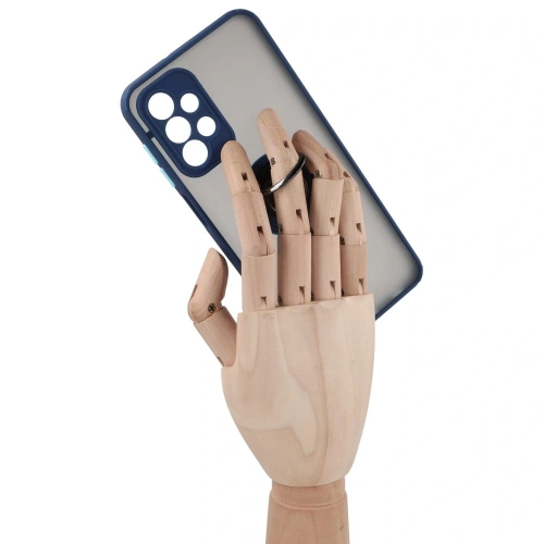 Etui z uchwytem na palec Bizon Case Hybrid Ring do Samsung Galaxy A23 4G / 5G przydymione z granatową ramką