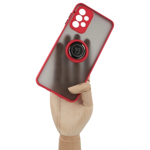 Etui z uchwytem na palec Bizon Case Hybrid Ring do Samsung Galaxy A23 4G / 5G przydymione z czerwoną ramką