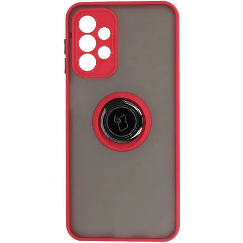 Etui z uchwytem na palec Bizon Case Hybrid Ring do Samsung Galaxy A23 4G / 5G przydymione z czerwoną ramką