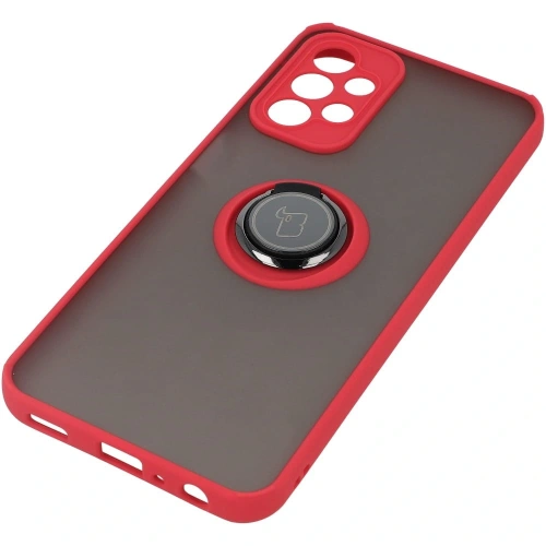Etui z uchwytem na palec Bizon Case Hybrid Ring do Samsung Galaxy A23 4G / 5G przydymione z czerwoną ramką