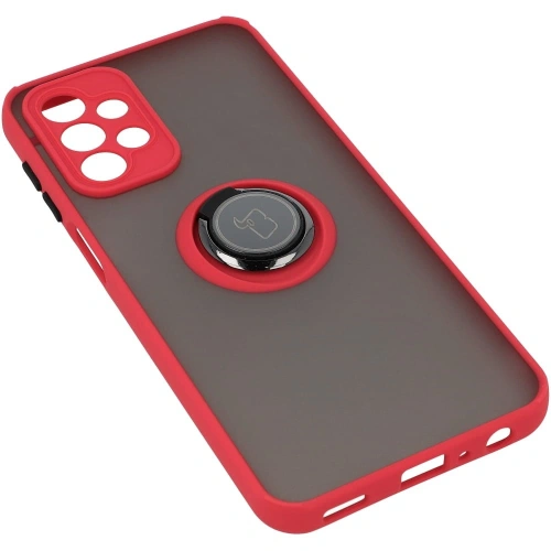 Etui z uchwytem na palec Bizon Case Hybrid Ring do Samsung Galaxy A23 4G / 5G przydymione z czerwoną ramką