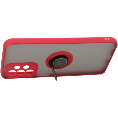 Etui z uchwytem na palec Bizon Case Hybrid Ring do Samsung Galaxy A23 4G / 5G przydymione z czerwoną ramką