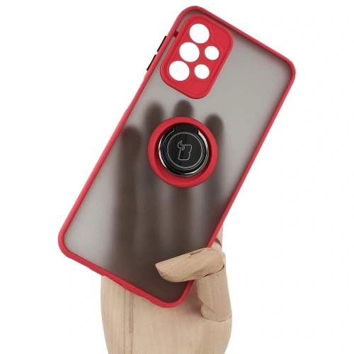 Etui z uchwytem na palec Bizon Case Hybrid Ring do Samsung Galaxy A23 4G / 5G przydymione z czerwoną ramką
