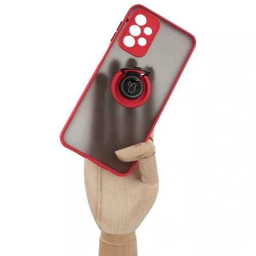 Etui z uchwytem na palec Bizon Case Hybrid Ring do Samsung Galaxy A23 4G / 5G przydymione z czerwoną ramką