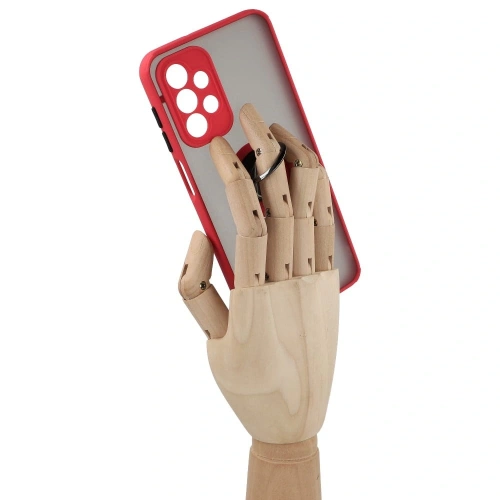 Etui z uchwytem na palec Bizon Case Hybrid Ring do Samsung Galaxy A23 4G / 5G przydymione z czerwoną ramką