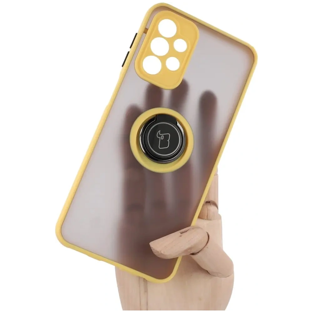 Wholesale Bizon Case Hybrid Ring Samsung Galaxy A23 4G / 5G smoky with a yellow frame - BIZ7377 - {ean13} - Hurt