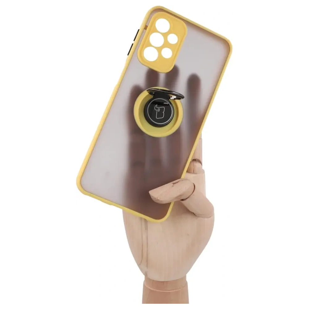Wholesale Bizon Case Hybrid Ring Samsung Galaxy A23 4G / 5G smoky with a yellow frame - BIZ7377 - {ean13} - Hurt