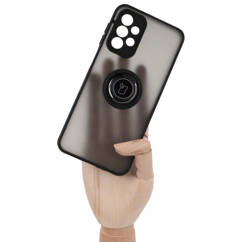 Etui z uchwytem na palec Bizon Case Hybrid Ring do Samsung Galaxy A23 4G / 5G przydymione z czarną ramką