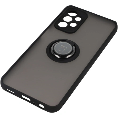 Etui z uchwytem na palec Bizon Case Hybrid Ring do Samsung Galaxy A23 4G / 5G przydymione z czarną ramką