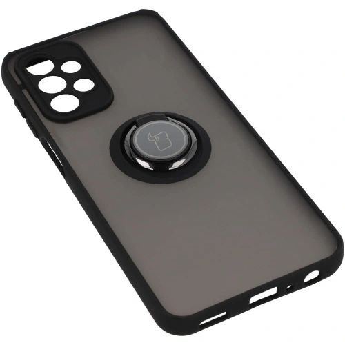 Etui z uchwytem na palec Bizon Case Hybrid Ring do Samsung Galaxy A23 4G / 5G przydymione z czarną ramką