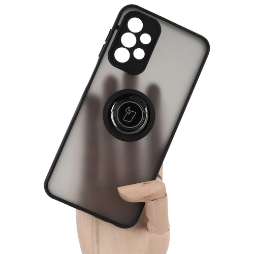 Etui z uchwytem na palec Bizon Case Hybrid Ring do Samsung Galaxy A23 4G / 5G przydymione z czarną ramką