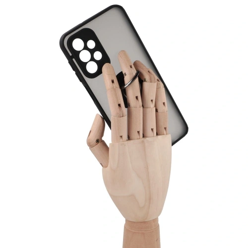 Etui z uchwytem na palec Bizon Case Hybrid Ring do Samsung Galaxy A23 4G / 5G przydymione z czarną ramką