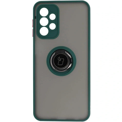 Etui z uchwytem na palec Bizon Case Hybrid Ring do Samsung Galaxy A23 4G / 5G przydymione z ciemnozieloną ramką