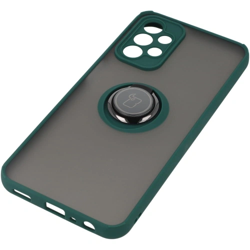 Etui z uchwytem na palec Bizon Case Hybrid Ring do Samsung Galaxy A23 4G / 5G przydymione z ciemnozieloną ramką