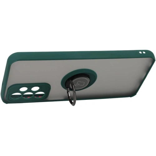 Etui z uchwytem na palec Bizon Case Hybrid Ring do Samsung Galaxy A23 4G / 5G przydymione z ciemnozieloną ramką