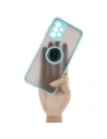 Etui z uchwytem na palec Bizon Case Hybrid Ring do Galaxy A23 4G / 5G, przydymione z jasnoniebieską ramką