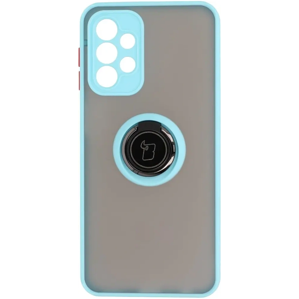 Hurtownia GSM - Etui z uchwytem na palec Bizon Case Hybrid Ring do Samsung Galaxy A23 4G / 5G przydymione z jasnoniebieską ramką - BIZ7382 - {ean13} - Hurt