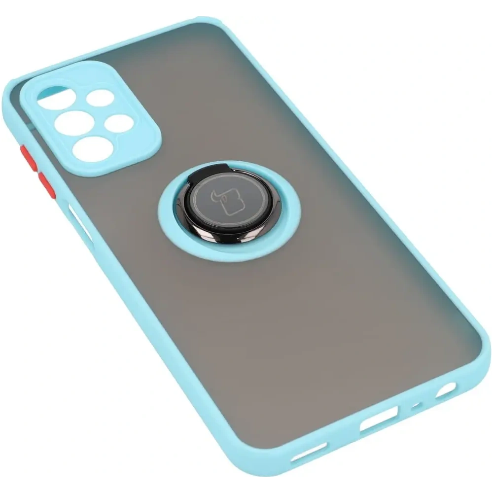 Hurtownia GSM - Etui z uchwytem na palec Bizon Case Hybrid Ring do Samsung Galaxy A23 4G / 5G przydymione z jasnoniebieską ramką - BIZ7382 - {ean13} - Hurt