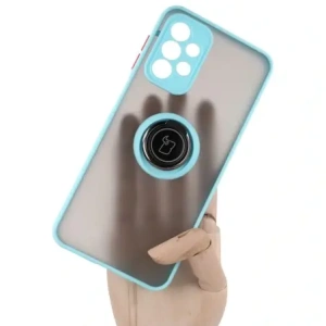 Hurtownia GSM - Etui z uchwytem na palec Bizon Case Hybrid Ring do Samsung Galaxy A23 4G / 5G przydymione z jasnoniebieską ramką - BIZ7382 - {ean13} - Hurt