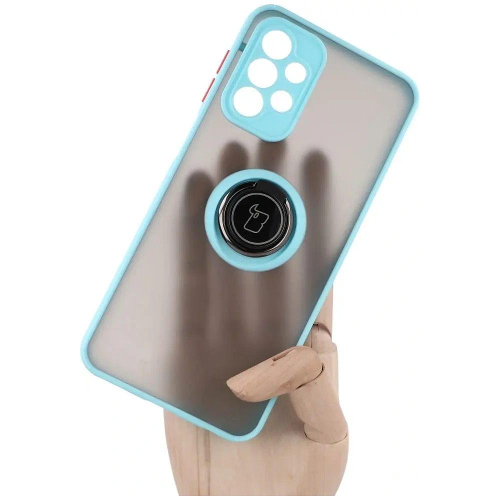 Hurtownia GSM - Etui z uchwytem na palec Bizon Case Hybrid Ring do Samsung Galaxy A23 4G / 5G przydymione z jasnoniebieską ramką - BIZ7382 - {ean13} - Hurt