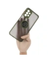 Etui z uchwytem na palec Bizon Case Hybrid Ring do Samsung Galaxy A23 4G / 5G przydymione z zieloną ramką