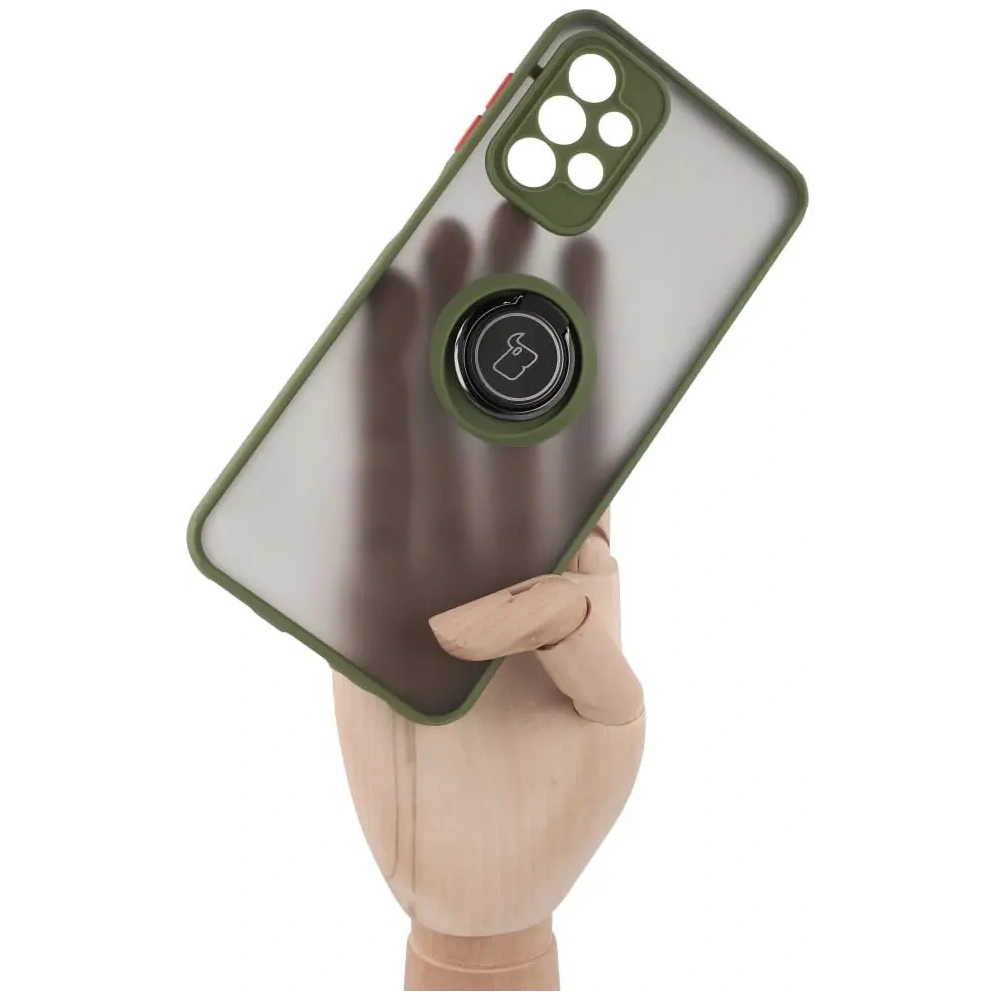 Hurtownia GSM - Etui z uchwytem na palec Bizon Case Hybrid Ring do Samsung Galaxy A23 4G / 5G przydymione z zieloną ramką - BIZ7383 - {ean13} - Hurt
