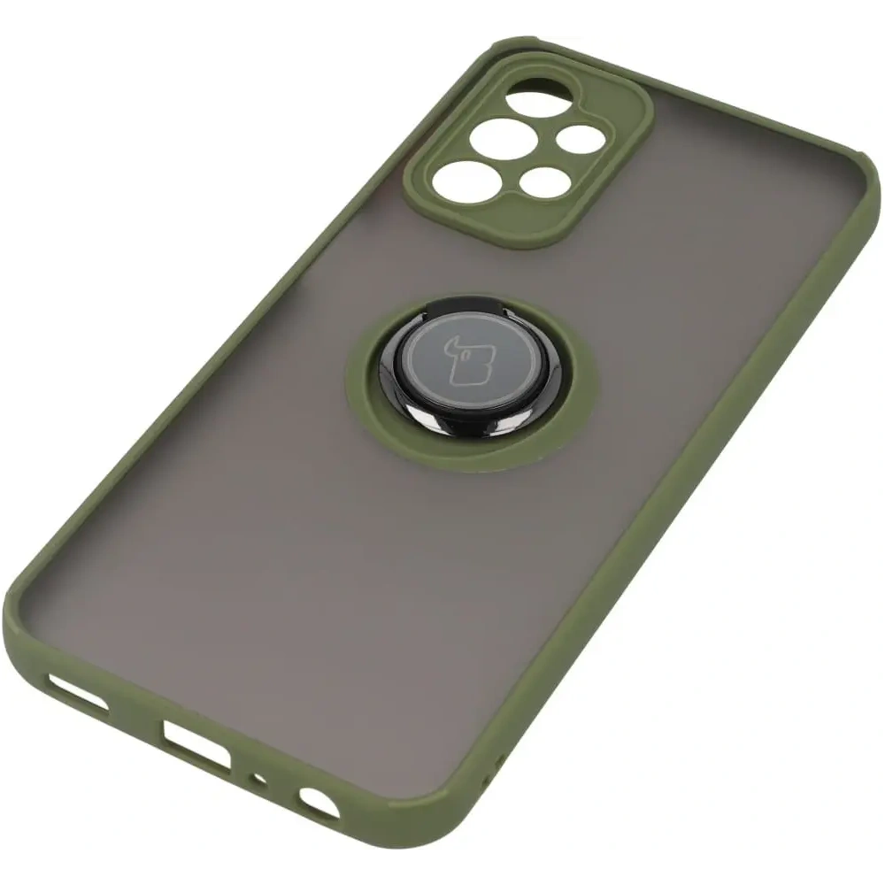 Hurtownia GSM - Etui z uchwytem na palec Bizon Case Hybrid Ring do Samsung Galaxy A23 4G / 5G przydymione z zieloną ramką - BIZ7383 - {ean13} - Hurt