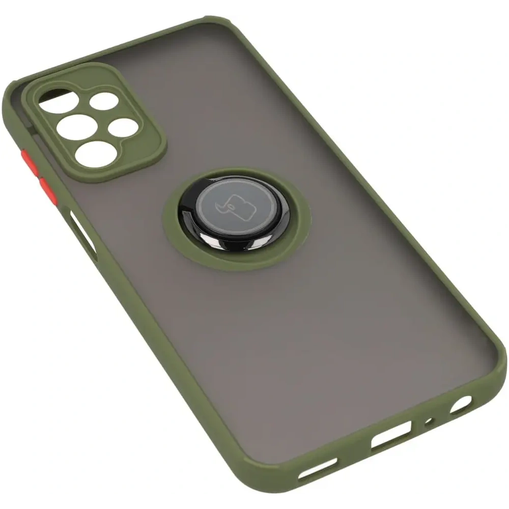 Hurtownia GSM - Etui z uchwytem na palec Bizon Case Hybrid Ring do Samsung Galaxy A23 4G / 5G przydymione z zieloną ramką - BIZ7383 - {ean13} - Hurt