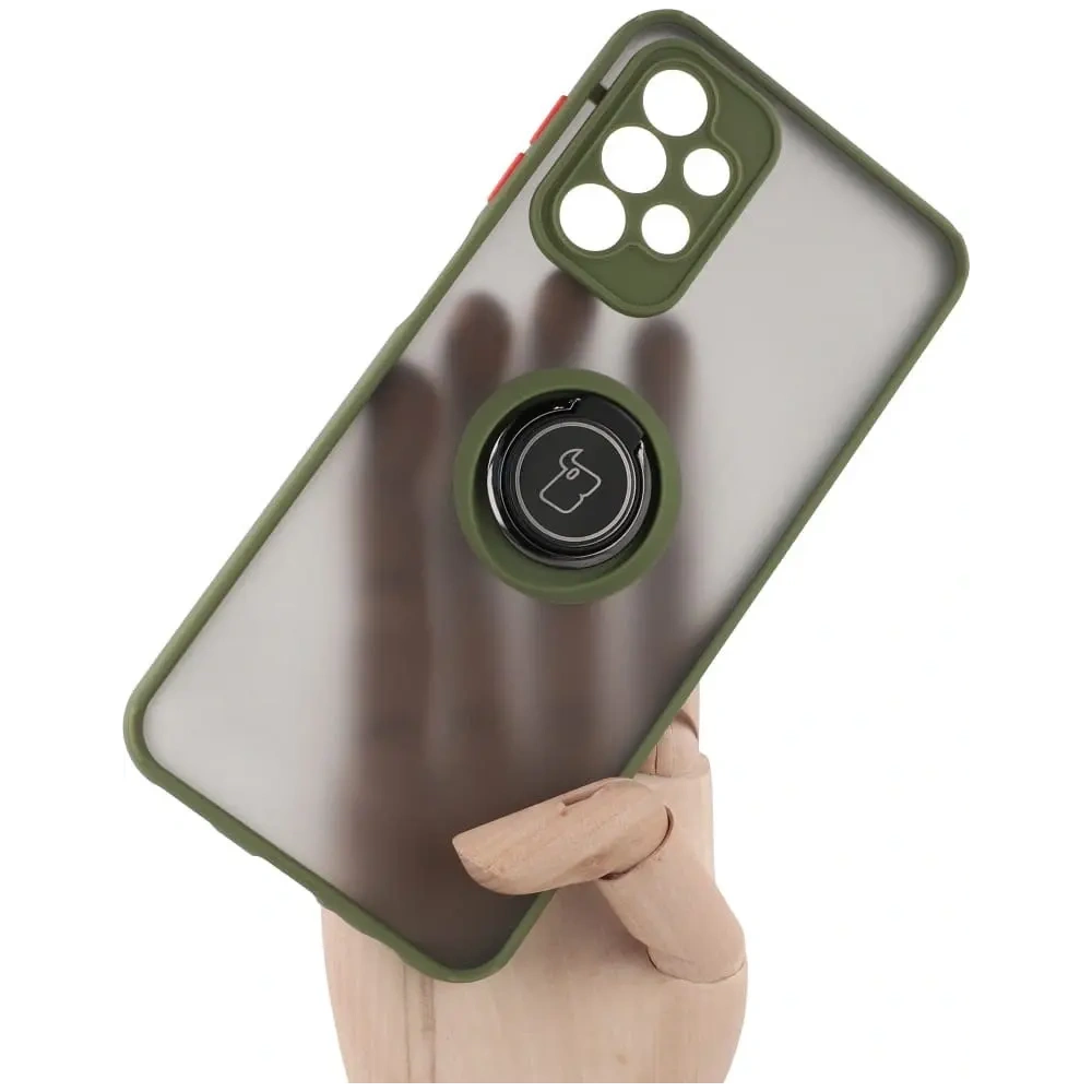 Hurtownia GSM - Etui z uchwytem na palec Bizon Case Hybrid Ring do Samsung Galaxy A23 4G / 5G przydymione z zieloną ramką - BIZ7383 - {ean13} - Hurt