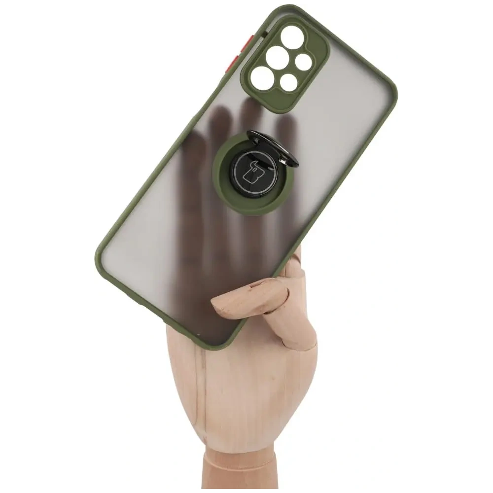 Hurtownia GSM - Etui z uchwytem na palec Bizon Case Hybrid Ring do Samsung Galaxy A23 4G / 5G przydymione z zieloną ramką - BIZ7383 - {ean13} - Hurt