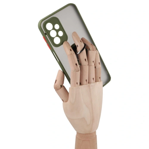 Etui z uchwytem na palec Bizon Case Hybrid Ring do Samsung Galaxy A23 4G / 5G przydymione z zieloną ramką