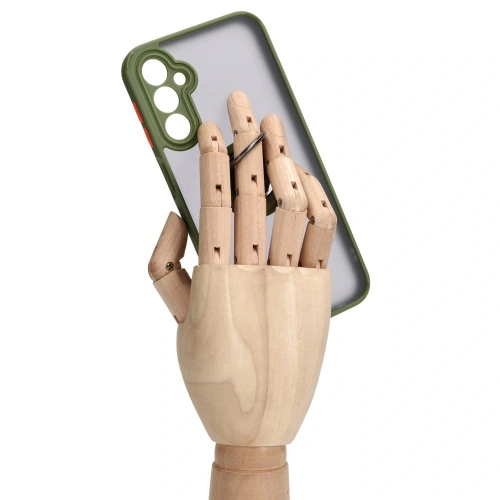 Etui z uchwytem na palec Bizon Case Hybrid Ring do Samsung Galaxy A24 4G przydymione z zieloną ramką
