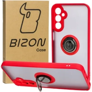 Hurtownia GSM - Etui s úchytem na prst Bizon Case Hybrid Ring do Samsung Galaxy A24 4G kouřové s červeným rámem - BIZ939 - {ean13} - Hurt