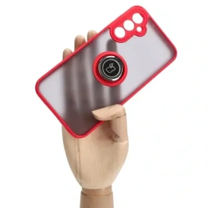 Hurtownia GSM - Etui s úchytem na prst Bizon Case Hybrid Ring do Samsung Galaxy A24 4G kouřové s červeným rámem - BIZ939 - {ean13} - Hurt