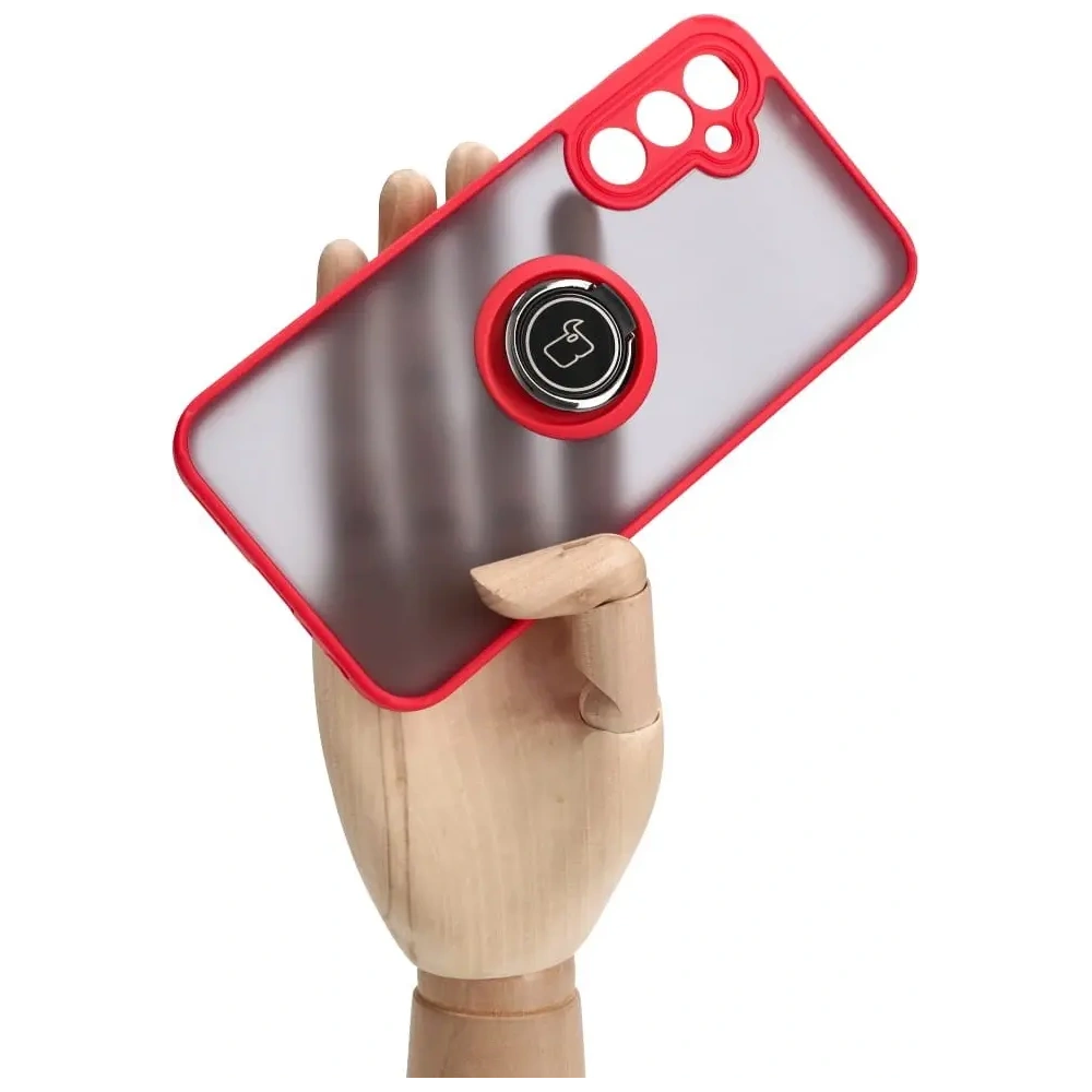 Hurtownia GSM - Bizon Case Hybrid Ring Samsung Galaxy A24 4G fumuriu cu un cadru roșu - BIZ939 - {ean13} - Hurt
